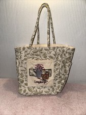 Longaberger Canvas Purse Tote Spring Flower Watering Can Homestead