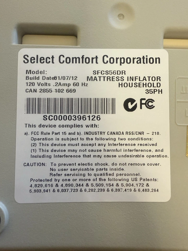Bomba doble manguera Sleep Number Select Comfort SFCS03DR con control remoto inalámbrico Foto 2 de 4