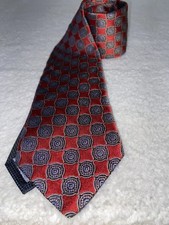 John W Nordstrom Red Blue Geometric Abstract Silk Tie Made In USA GUC