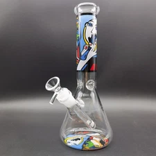 10" Abstract Graffiti Water Pipe Glass Bong Hookah Smoking Pipes Bubbler W/ Bowl