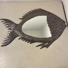 Metal Fish Wall Mirror Atomic Fish Coastal Decor 30x20