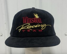 Vintage NASCAR Winston Racing Team Black Felt Snapback Hat Embroidered Race Cap