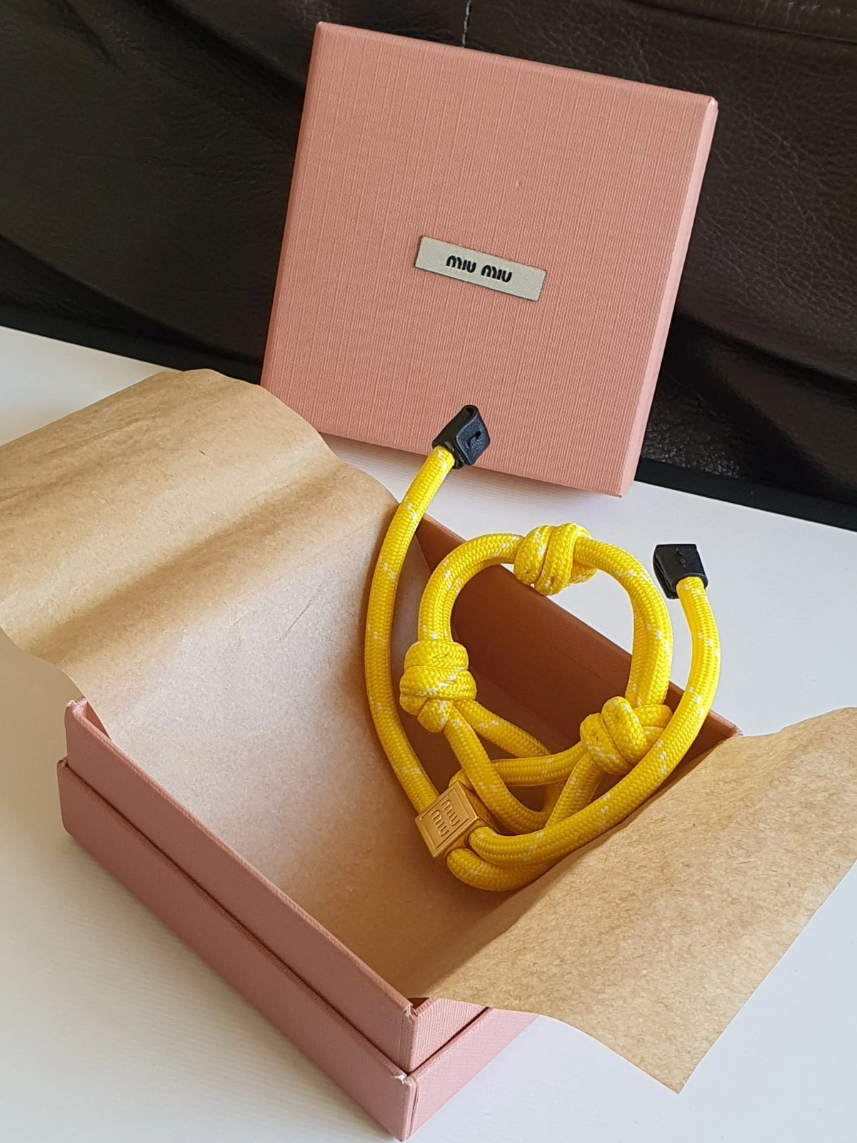 MIU MIU Cavigliera Bracciale Corda Gialla