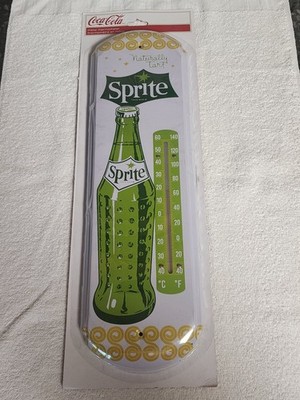 Coca Cola Metal Thermometer - Sprite  ''Naturally Tart'' 5 1/8''×17 3/8''