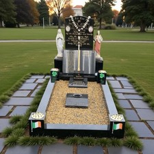 Adult, Grave edging set 5 Foot Edging With Coloured stones, 4 flower pots