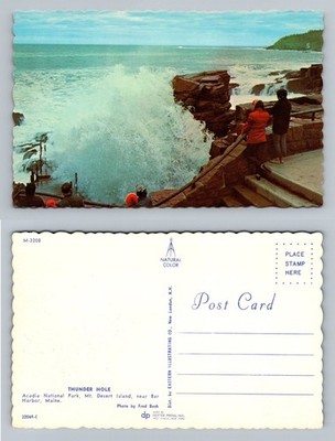 Bar Harbor, ME-Maine, Thunder Hole Surf Scene Post Vintage Postcard