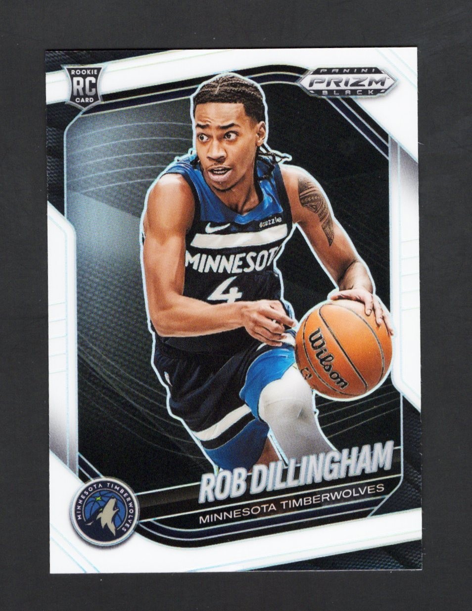 2024-25 Panini Prizm Black Rob Dillingham /175 White Prizm (RC) #39 T Wolves