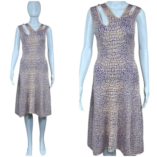 Abito McQ Alexander McQueen fantasia coccodrillo jacquard aderente e svasato GRANDE