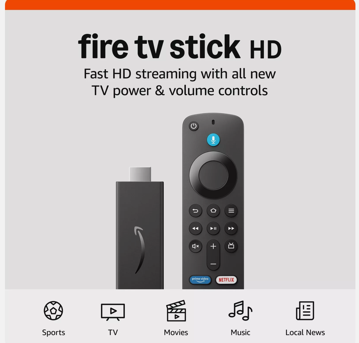 Amazon Fire TV Stick HD - 3rd Gen With Alexa Voice Remote 8GB