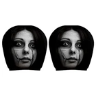 Set Of 2 Funny Scary Face Car Headrest Covers Breathable & Washable for Travel