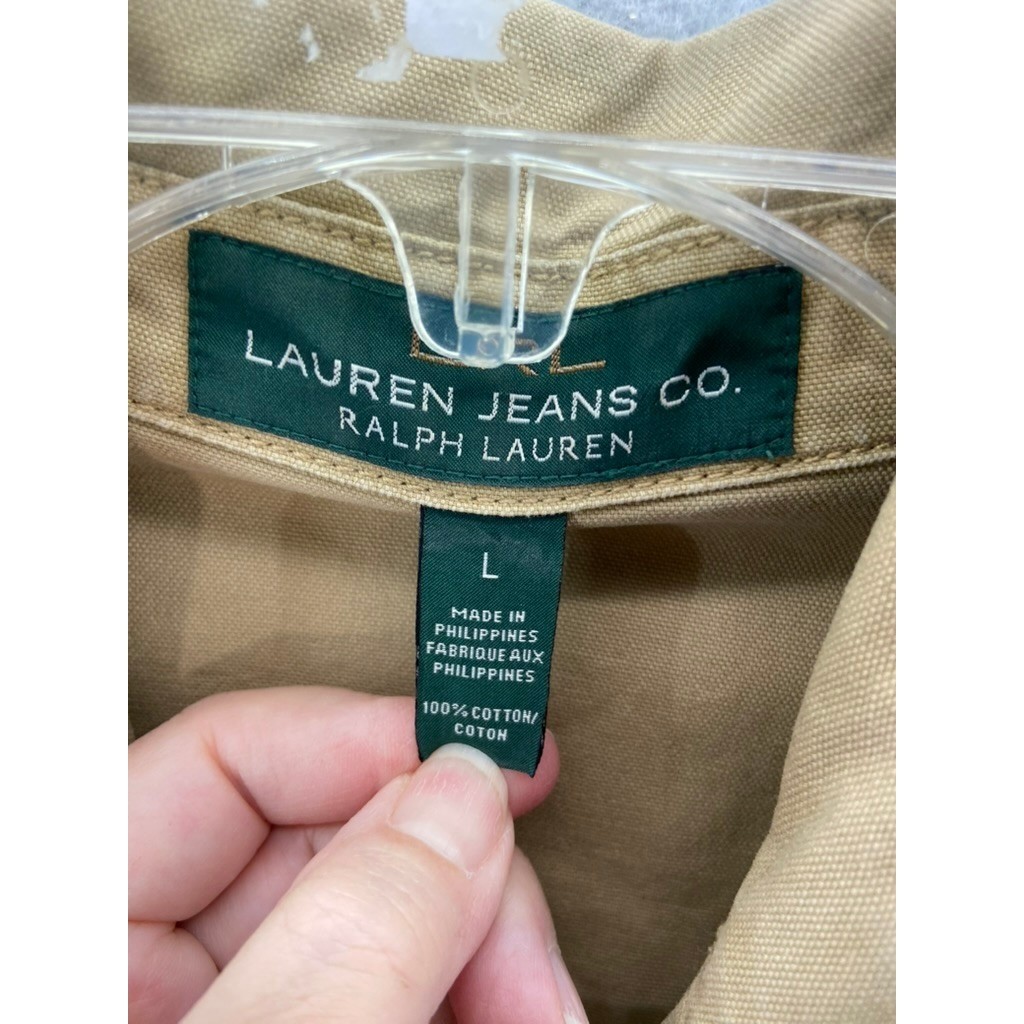 VTG Lauren Jeans Co Ralph Lauren Jacket Womens Sz L Khaki Cotton