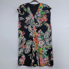 Lauren Ralph Lauren Black Floral Paisley Shift Dress Women Size 8 Pre-Owned Boho