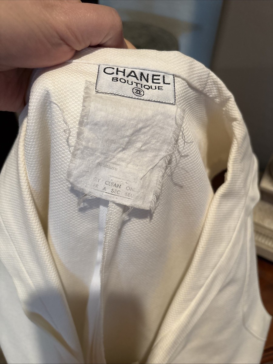 Vintage Chanel sleeveless Top w/rear Sailor collar Cream *SZ S* 8