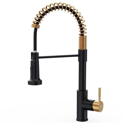 GIMILI Black and Gold Kitchen Faucet with Pull Down Sprayer 