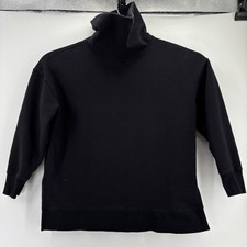 Athleta Sweatshirt Women L Black Funnel Neck Fleece Lined Athleisure Slit Hem