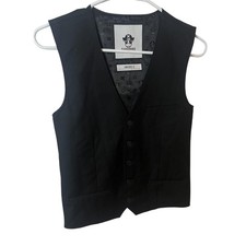 Black n Bianco Vest Boys 14 Black Dress Waistcoat Formal 5-Button Lined Tuxedo