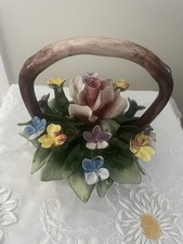 Authentic Italian Capodimonte Porcelain flower basket