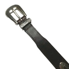 Full Grain Cowhide Brown Leather Belt Silver Conchos and Buckle Women's Size L
