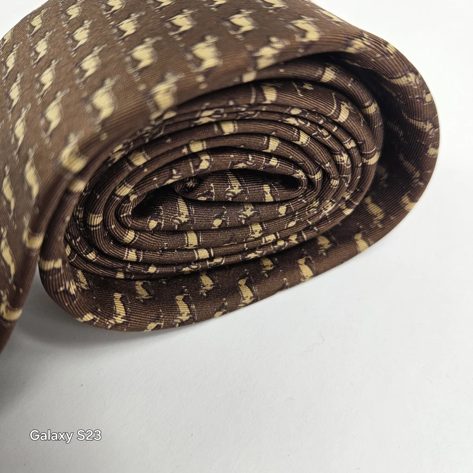 Auténtica corbata Gucci vintage Dachshund 100 % seda marrón para hombre Italia rara Foto 4 de 4