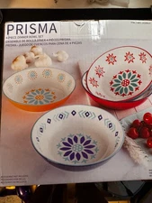 Baum Prisma Stoneware Bowl Set 4pc – Dishwasher Safe, NIB, Fast Ship, Colorful