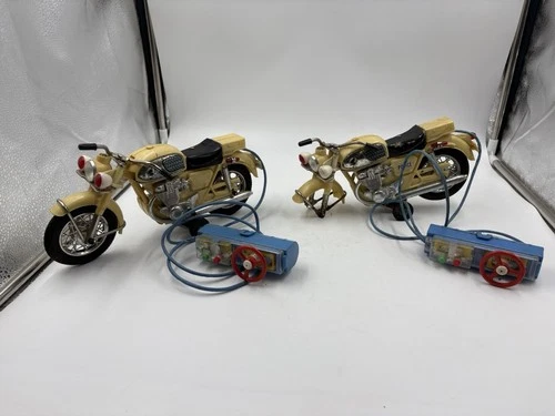 2- Bandai Police Honda 1966 Battery Operated Motorcycle Remote Control Japan