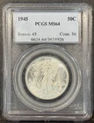 1945 Walking Liberty Half Dollar PCGS MS64 Blast White Gem