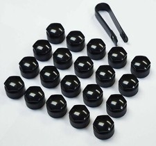 WHEEL NUT COVERS AUDI A1 A2 A3 A4 A5 A6 A8 TT 17mm BOLT LOCKING CAPS BLACK ROUND