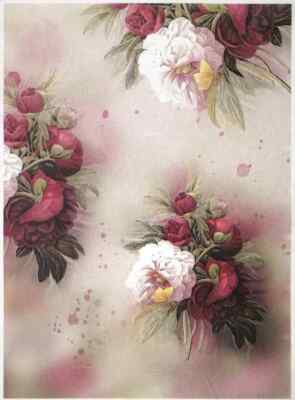 ITD A/4 Reispapier für Decoupage - weiße Rose und einige Rottöne - R1163