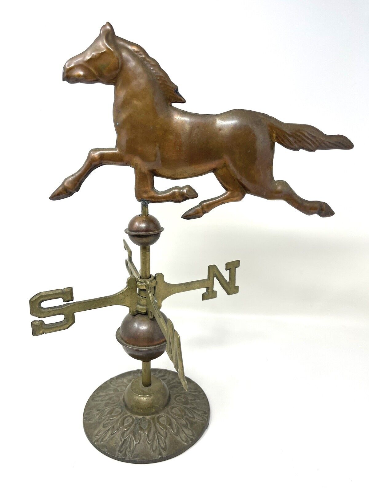 Vintage Copper and Brass Horse Desktop Weathervane 15” Tall