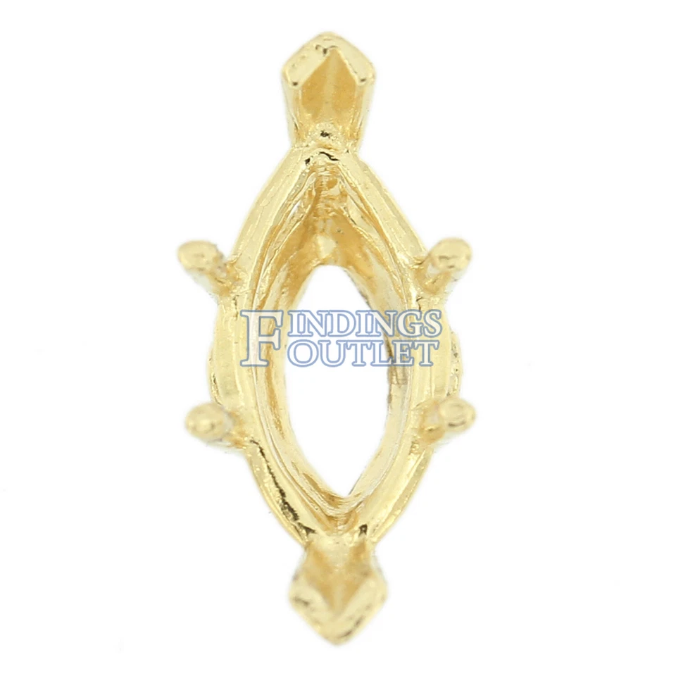 Cesta de alambre marquesa de oro amarillo de 14K montaje 6 puntas extremos en V 0,25-8,00 quilates Foto 3 de 4