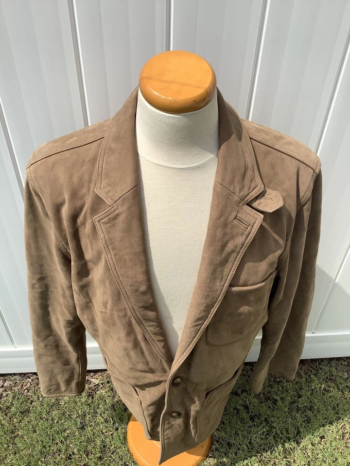Chaqueta Orvis Para Hombres 44 Marrón Cuero Abrigo de Campo Blazer Caza Deportista Safari Foto 4 de 4