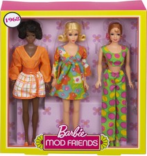 barbie mod friends gift set with 3 dolls in retro looks
