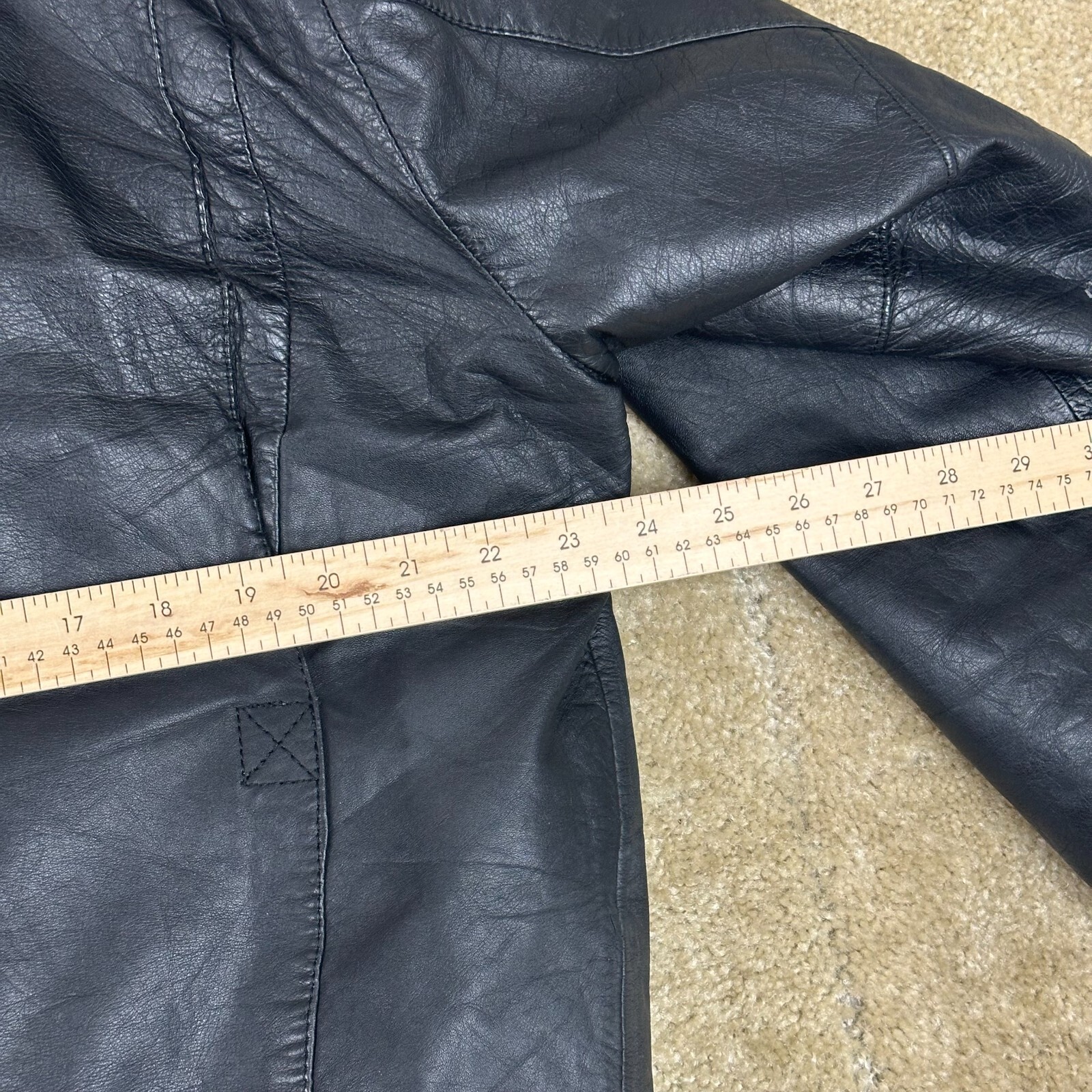 Guy Laroche Paris Mens Bomber Jacket L Leather Zip Up snap Black