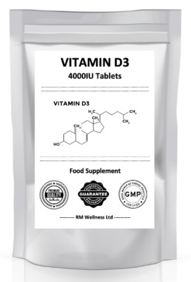 Vitamin D 4000 IE vegetarische Tabletten D3 starke Premium-Ergänzung leicht zu schlucken