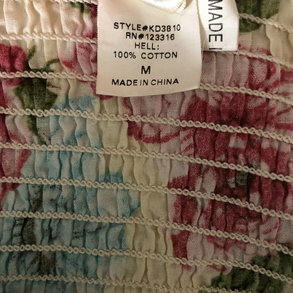 Katia платье линия цветочный хлопок оборки кнопка деталь без рукавов бежевый синий M - Изображение 4 из 4