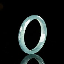 Real Grade A Natural Blue Jade Jadeite Men Women Square Cut Ring ID:15-20mm All