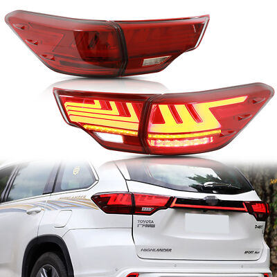 LED Red Tail Lights For Toyota Highlander 2015-2020 Rear Lamps Assembly ...