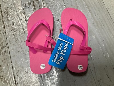 Toddler Pink Flip Flops w/ Strap Size L 9/10
