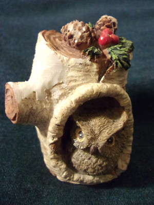 Latex owl mold plaster concrete cement bird in log rubber mould 2.5''H x 1.5''W