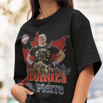 Georges St Pierre MMA Vintage 90s Retro Graphic Collage T-Shirt