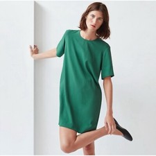 Everlane Green Japanese GoWeave Short Sleeve Zipper Back Shift Dress Size 2