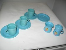 9 pc vtg Child  s Hong Kong blue Tea Party Dish Set Kids Cooking Plastic