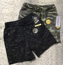Boys Pull on Cat  Jack/ArtClass Knit Shorts Black/Camo XS 4/5 2 PAIRS NWT