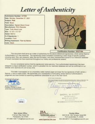 PINK P!NK SIGNED AUTOGRAPH ALBUM VINYL RECORD THE TRUTH ABOUT LOVE
