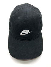 Nike Baseball Cap Black Child Kids OSFM Adjustable Embroidered White Logo