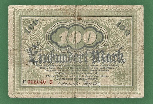 02 017 Notgeld Stadt Dortmund 100 Mark, 25.9.1923, Nordrhein-Westfalen - 第 1/2 張圖片