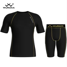 Men's Compression Armor Base layer Under Armor Half Sleeve Shirt& Fitness Shorts