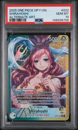 One Piece TCG OP11-022 Shirahoshi Leader Alt Art Parallel PSA 10 Gem Mint