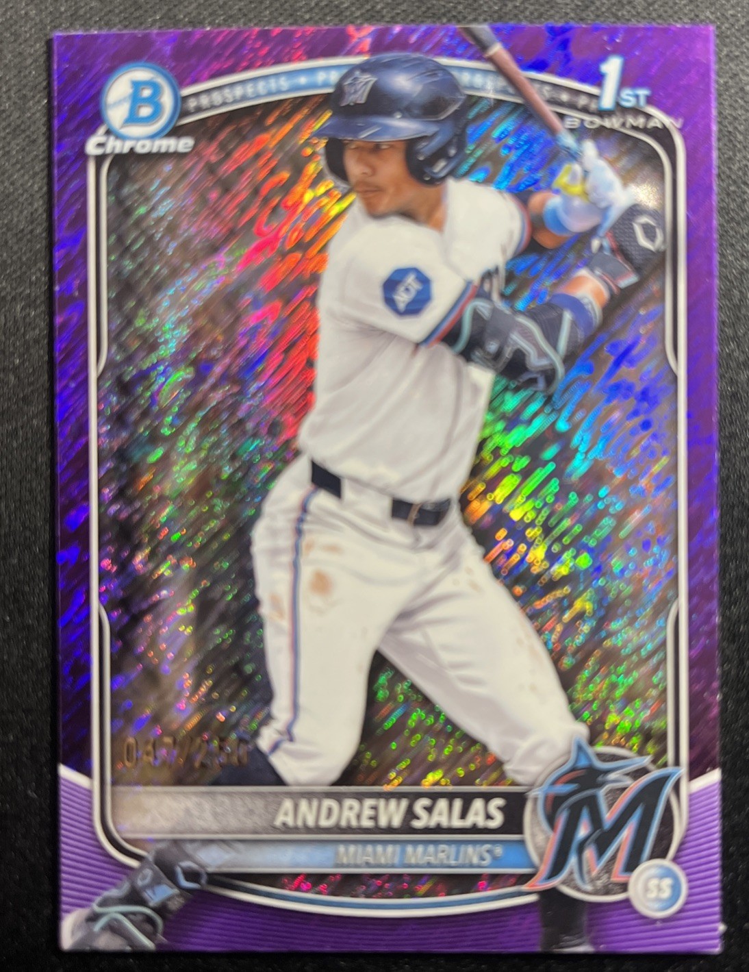Andrew Salas 2025 Bowman Chrome Prospects #BCP-156 Purple Shimmer /250 Marlins
