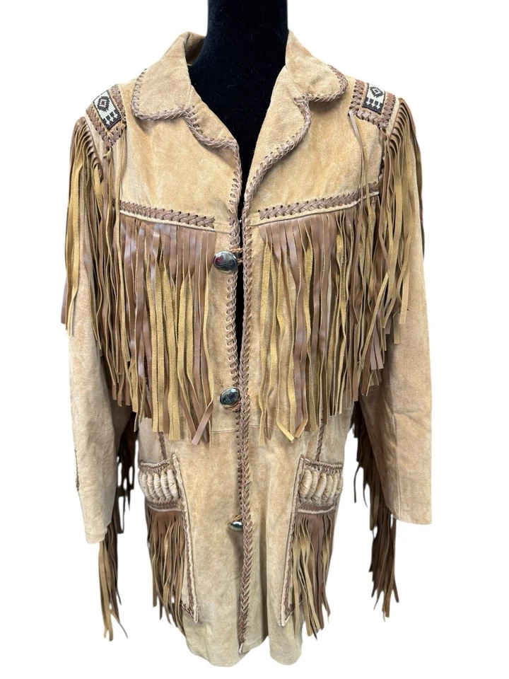 Scully Men’s Western Fringe Boar Suede Jacket w/ Beading sz 40 US - Image 3 of 4